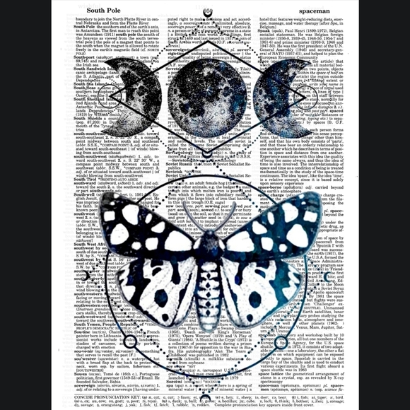 Moon Moth Sacred Geometry Spiritual Book Page Art Print Bundle Dragonfly - Picture 4 of 7